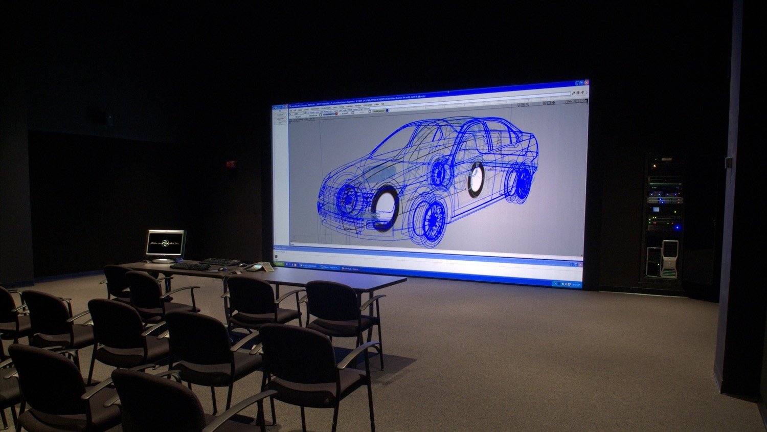 automotive CAD rendering engineer 4K projection