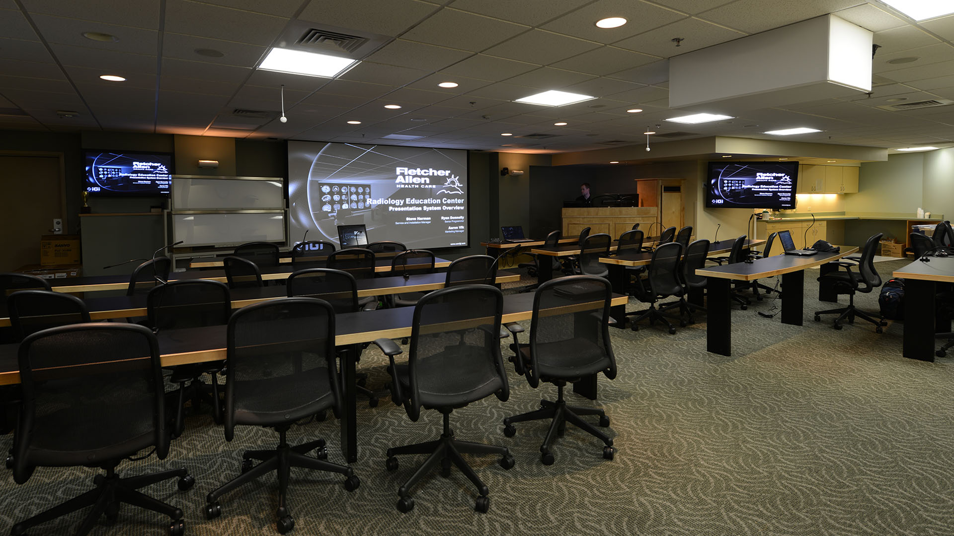 health system 4K custom projection system powerwall