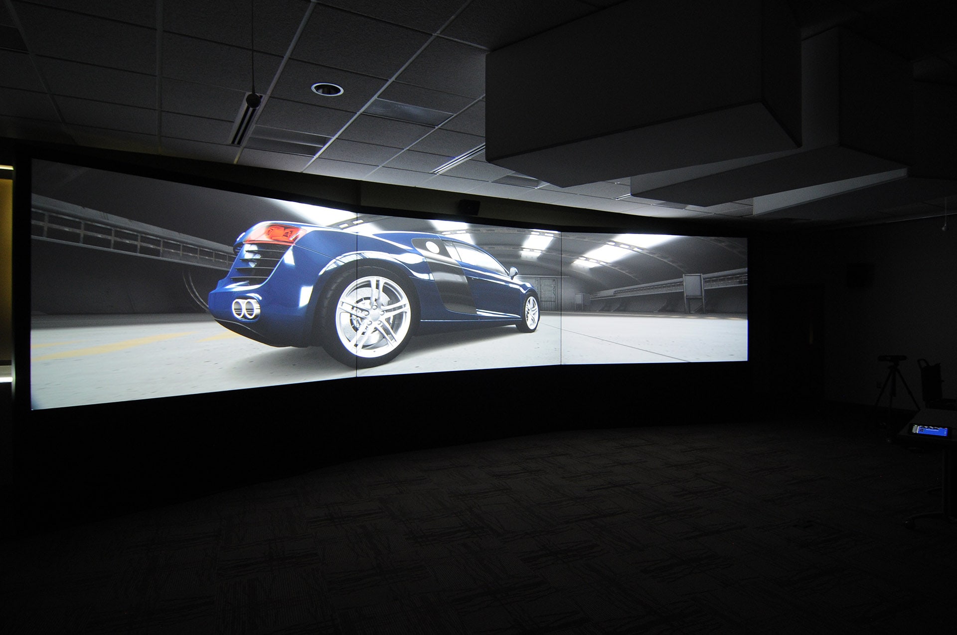 large scale high resolution three screen 4K projection